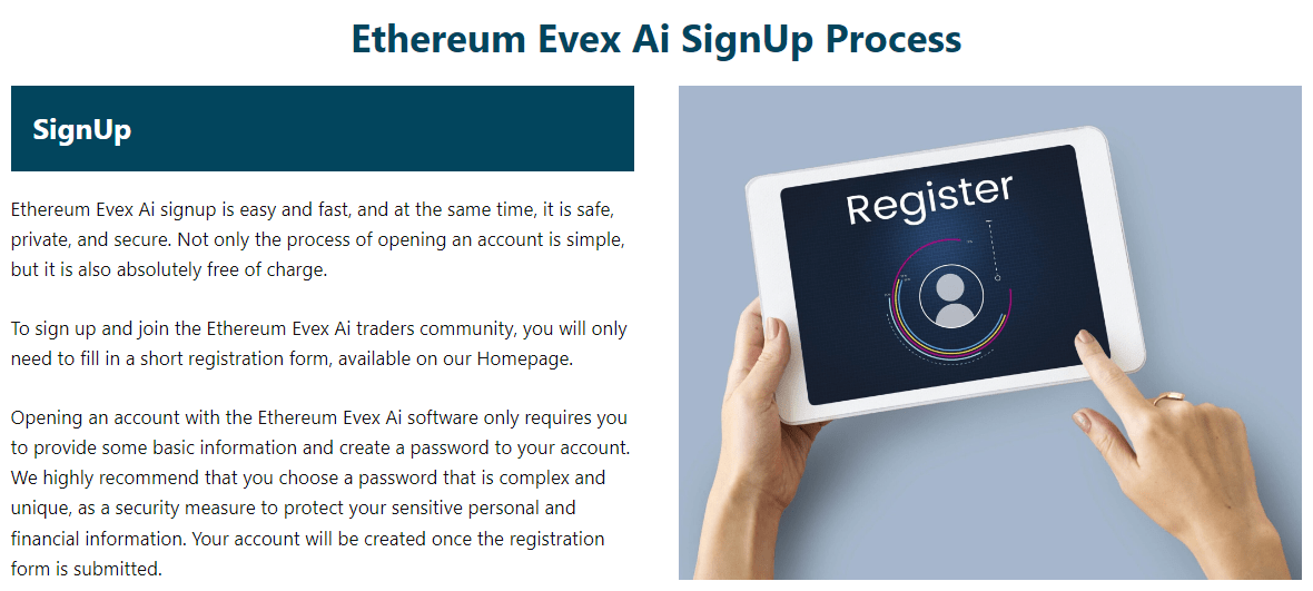Ethereum Evex Ai sign up