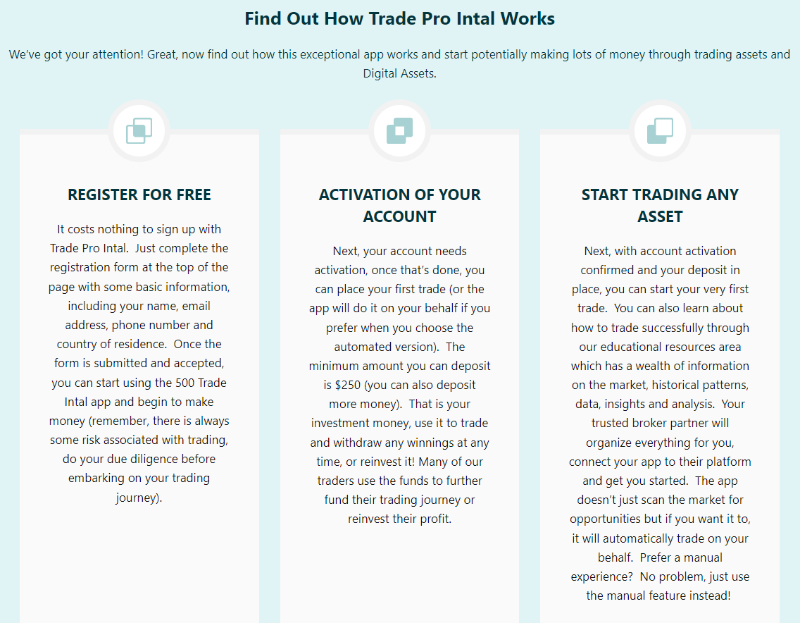 Wie funktioniert Trade Intal 500 (Pro) ?